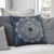 20" Navy Blue and Cream Medallion Square Throw Pillow