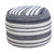 18" Navy and White Seaside Striped Handcrafted Round Pouf Ottoman - IMAGE 1
