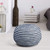 20" Navy and White Two Tone Hand Knitted Round Pouf Ottoman - IMAGE 2