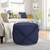 18" Blue Solid Textured Diamond Round Pouf Ottoman