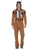 40" Brown and White Native American Inspired Warrior Men Adult Halloween Costume - XL - IMAGE 1