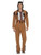 40" Brown and White Native American Inspired Warrior Men Adult Halloween Costume - Large - IMAGE 1