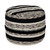18" Black and White Geometric Striped Hand Loomed Round Pouf Ottoman - IMAGE 1