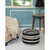 18" Black and White Geometric Striped Hand Loomed Round Pouf Ottoman - IMAGE 3