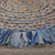 5.5' Blue and Brown Swirl Handmade Round Area Throw Rug - IMAGE 3