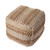 18" Cream and Brown Geometric Textured Square Pouf Ottoman - IMAGE 4