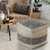 20" Gray and Beige Geometric Handmade Square Pouf Ottoman - IMAGE 5