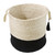 19" Ivory and Black Hand Woven Tasseled Storage Basket with Handles - IMAGE 1