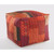 24" Red and Orange Hand Stitched Square Pouf Ottoman - IMAGE 1