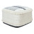18" Black and White Shag Stripe Handcrafted Square Pouf Ottoman - IMAGE 1