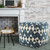 20" Navy Blue and Beige Geometric Handmade Square Pouf Ottoman - IMAGE 6