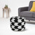 18" White and Black Chevron Arrow Round Pouf Ottoman