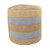16" Beige and Gray Farmhouse Striped Handmade Round Pouf Ottoman - IMAGE 6