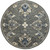 7.25' Gray and Beige Floral Jacobean Hand Hooked Round Wool Area Throw Rug - IMAGE 1