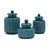 Set of 3 Blue Transitional Style Embossed Lidded Containers 10" - IMAGE 1