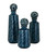 Set of 3 Blue Textured "Jafair" Ceramic Bottles with Stoppers, 19.5" - IMAGE 1