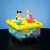 4.5" Animated Kitty and Puppy Yellow and Blue Wooden Music Box - IMAGE 1