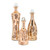Set of 3 Copper Finish Floral Patterned Cylindrical Glass Bottles with Stopper 17" - IMAGE 1