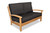52" Natural Teak Deep Seating Outdoor Patio Love Seat with Black Cushions - IMAGE 1