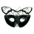 9" Black Party Favor Fancy Cat Shaped Mask - IMAGE 1