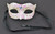 6" White Glitter and Beaded Half Mask - IMAGE 1