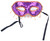 7.5" Purple and Red Designer Half Mask with Bead Dangles - IMAGE 1