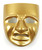 7.5" Golden Colored Tragedy Mask with Instruction Sheet - IMAGE 1