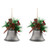 Bells with Pine Sprigs and Plaid Bow Christmas Ornaments - 7" - Silver - Set of 2 - IMAGE 3