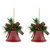 Bells with Pine Sprigs and Bow Christmas Ornaments- 7" - Red - Set of 2 - IMAGE 3