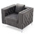 Button Tufted Velvet Accent Chair with Square Pillow - 40" - Gray - IMAGE 2