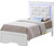 Jewel Tufted Mirrored Panel Twin Bed with LED Light - 80" - Silver - IMAGE 1