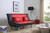 Armless Faux Leather Tufted Straight Sofa with Pillows - 74" - Red and Black - IMAGE 2