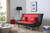 Armless Faux Leather Tufted Straight Sofa with Pillows - 74" - Red and Black - IMAGE 5