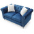 Tufted Velvet 2-Seater Sofa with Throw Pillows - 60" - Blue - IMAGE 5