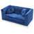 Velvet Button Tufted Loveseat with Throw Pillows - 62" - Blue - IMAGE 3