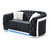 Button Tufted Flared Arm Velvet Straight Sofa with LED Lights - 71" - Black - IMAGE 2