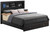 King Platform Bed with Shelves and Two Drawers - 87" - Black - IMAGE 1