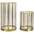 Glass Hurricane Mirrored Pillar Candle Holders - 11.75" - Brass Finish - Set of 2 - IMAGE 1