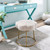 Floral Accent Vanity Stool - 17.75" - White and Gold - IMAGE 2
