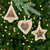 Plush Tree Star and Heart Shaped Plaid Christmas Ornaments - 4.5" - Tan - Set of 3 - IMAGE 1