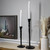 Slim Hammered Metal Taper Candle Holders - 16" - Black - Set of 2 - IMAGE 1