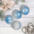 Stripes and Snowflakes Shiny Glass Ball Christmas Ornaments - 3" (80mm) - Blue and White  - 4ct - IMAGE 1
