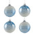 Stripes and Snowflakes Shiny Glass Ball Christmas Ornaments - 3" (80mm) - Blue and White  - 4ct - IMAGE 2