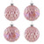 Glittered Geometric Iridescent Glass Ball Christmas Ornaments - 3" (80mm) - Pink  - 4ct - IMAGE 2