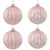 Shiny Glittered Geometric Glass Ball Christmas Ornaments - 3" (80mm) - Pink  - 4ct - IMAGE 2