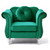 Tufted Velvet Accent Chair with Round Pillow - 39" - Green - IMAGE 1