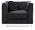 Velvet Tufted Channel Quilted Accent Chair with Round Throw Pillow - 40" - Black - IMAGE 1