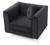 Velvet Tufted Channel Quilted Accent Chair with Round Throw Pillow - 40" - Black - IMAGE 3