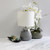 Two Toned Table Desk Lamp with White Drum Shade - 14" - Gray and Chrome - IMAGE 5