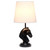 Chess Horse Table Desk Lamp with Tapered Shade - 17.25" - Black and White - IMAGE 4